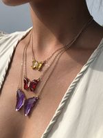 Fashion Butterfly Multicolor Glass Diamond Simple Trend Alloy Pendant Necklace Wholesale main image 1