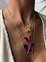 Fashion Butterfly Multicolor Glass Diamond Simple Trend Alloy Pendant Necklace Wholesale main image 6
