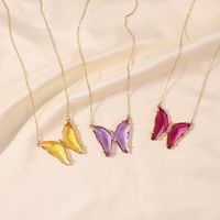 Fashion Butterfly Multicolor Glass Diamond Simple Trend Alloy Pendant Necklace Wholesale main image 5