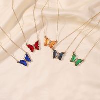 Fashion Butterfly Multicolor Glass Diamond Simple Trend Alloy Pendant Necklace Wholesale main image 4