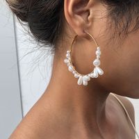 Woven Pearl Exaggerated Fashion Circle Alloy Earrings For Women Hot Sale main image 1