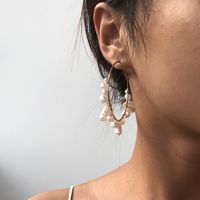 Boucles D&#39;oreilles En Alliage De Cercle De Mode Exagéré De Perles Tissées Pour Femmes Vente Chaude main image 4