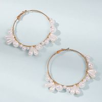 Woven Pearl Exaggerated Fashion Circle Alloy Earrings For Women Hot Sale main image 5