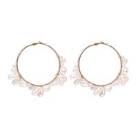 Woven Pearl Exaggerated Fashion Circle Alloy Earrings For Women Hot Sale sku image 1