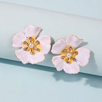 Alloy Diamond Flower Sweet Earrings For Women Hot-saling Wholesale main image 3