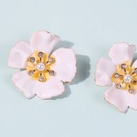 Alloy Diamond Flower Sweet Earrings For Women Hot-saling Wholesale main image 4