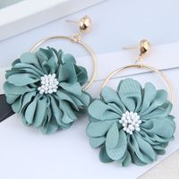 Fashion Concise Layered Petals Exaggerated Alloy Earrings For Women sku image 1