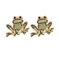 Wholesale Inlaid Green Diamonds Cute Frog Rose Gold Small Animal Earrings For Women main image 6