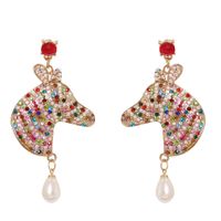 Fashion Exaggerated Stripes Color Diamond Fashion Water Drop Pearl Alloy Earrings For Women main image 2