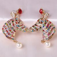Fashion Exaggerated Stripes Color Diamond Fashion Water Drop Pearl Alloy Earrings For Women main image 5