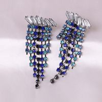 Fashion All-match Diamond-studded Tassel Collar Geometric Diamond-studded Long Alloy Stud Earrings main image 4