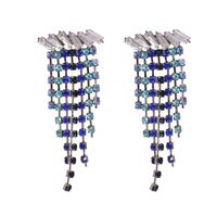 Fashion All-match Diamond-studded Tassel Collar Geometric Diamond-studded Long Alloy Stud Earrings main image 6