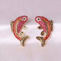 Red Koi Small Fish Carp Jumping Dragon Earrings Wholesale main image 2