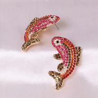 Red Koi Small Fish Carp Jumping Dragon Earrings Wholesale main image 5
