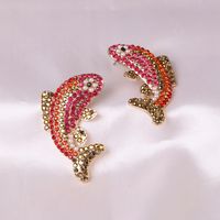 Red Koi Small Fish Carp Jumping Dragon Earrings Wholesale main image 6