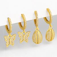Fashion New Simple Butterfly Shell Diamond Copper Earrings For Women main image 1