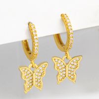Fashion New Simple Butterfly Shell Diamond Copper Earrings For Women main image 3