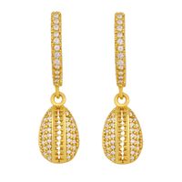 Fashion New Simple Butterfly Shell Diamond Copper Earrings For Women main image 6