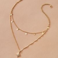 Nouvelle Chaîne De Clavicule En Alliage D&#39;étoile À Cinq Branches Simple Et Polyvalente De Flocon De Neige Longue Argent Pour Les Femmes main image 3