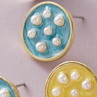 Koreanische Schöne Knopf Kreative Tropfende Farbe Perlenohrringe Großhandel main image 4