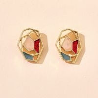 New Korean Color Geometric Figures Circle Flower Pearl Earrings Wholesale main image 3