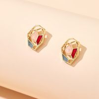 New Korean Color Geometric Figures Circle Flower Pearl Earrings Wholesale main image 4