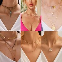 Fashion Turquoise Feather Love Moon Alloy Five-star Square Pearl Pendant Necklace For Women main image 1