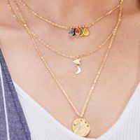Mode Türkis Feder Liebe Mond Legierung Fünf-sterne-quadrat Perle Anhänger Halskette Für Frauen main image 4
