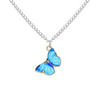 New Gradient Butterfly Simple Color Couple Alloy Clavicle Chain Necklace main image 3