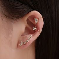 Boucles D&#39;oreilles En Alliage Tendance 3 Pièces Pour Femmes Avec Étoiles De Diamants Et Lune main image 3