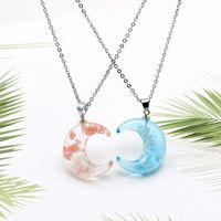 New Moon Crescent Sky White Cloud Resin Pendant Luminous Blue Sky Cloud Necklace Accessories main image 3