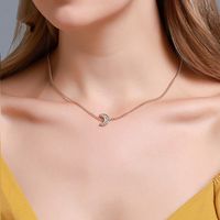 New Moon Simple Micro Diamond Moon Ladies Wild Alloy Clavicle Chain Pendant Necklace Accessories main image 6