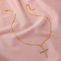 New Simple Christian Cross Hollow Domineering Flying Dragon Golden Alloy Necklace main image 5