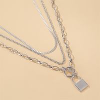 New Punk Style Multi-layer Long Lock Hip-hop Style Word Buckle Alloy Sweater Chain For Women main image 3