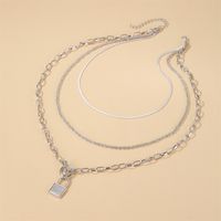 New Punk Style Multi-layer Long Lock Hip-hop Style Word Buckle Alloy Sweater Chain For Women main image 5