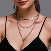 New Punk Style Multi-layer Long Lock Hip-hop Style Word Buckle Alloy Sweater Chain For Women main image 6