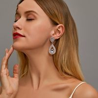 Fashion Water Droplets Plating Alloy Artificial Gemstones Earrings main image 6