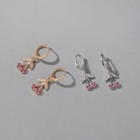 New Cherry Diamond-studded Fruit Cute Girl Earrings Wholesale main image 3