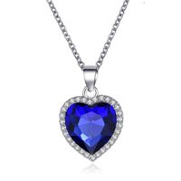 New Classic Ocean Heart  Titanic Crystal Gem Love-shaped Necklace Clavicle Chain main image 1