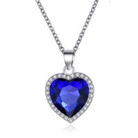 New Classic Ocean Heart  Titanic Crystal Gem Love-shaped Necklace Clavicle Chain main image 2