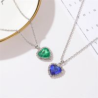 New Classic Ocean Heart  Titanic Crystal Gem Love-shaped Necklace Clavicle Chain main image 3