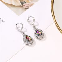 New Colorful Drop Pendant Diamond-studded Colorful Zircon Ear Buckle Earrings Wholesale main image 4
