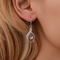 New Colorful Drop Pendant Diamond-studded Colorful Zircon Ear Buckle Earrings Wholesale main image 6