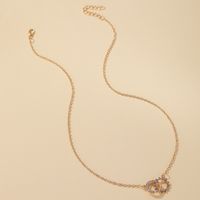 New Sun Moon Diamond Double Ring Alloy Necklace Clavicle Chain For Women main image 4