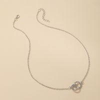 New Sun Moon Diamond Double Ring Alloy Necklace Clavicle Chain For Women main image 5