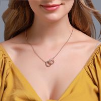 New Sun Moon Diamond Double Ring Alloy Necklace Clavicle Chain For Women main image 6