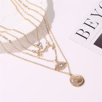 New Long Multi-layer Disc Moon Trend Love Diamond Eyes 4-layer Pendant Necklace For Women main image 4