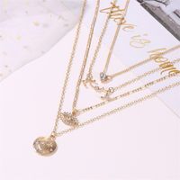 New Long Multi-layer Disc Moon Trend Love Diamond Eyes 4-layer Pendant Necklace For Women main image 5