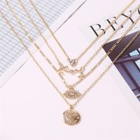 Nouveau Long Disque Multicouche Tendance Lune Amour Diamant Yeux 4 Couches Pendentif Collier Pour Femmes main image 6