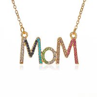 New Simple Color Diamond Mother's Day Gift Diamond Mom Letter Alloy Necklace Clavicle Chain Jewelry main image 1